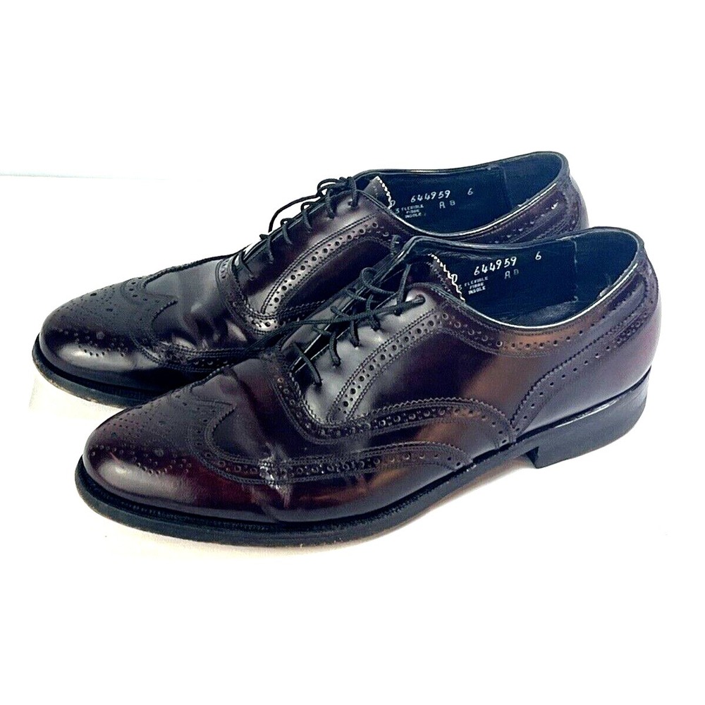 Florsheim Wingtip Dress Shoes Burgundy Leather Mens Size 8 1/2 D Flexible Insole